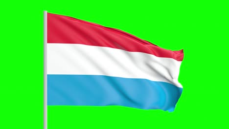 Bandera-Nacional-De-Luxemburgo-Ondeando-En-El-Viento-En-Pantalla-Verde-Con-Mate-Alfa