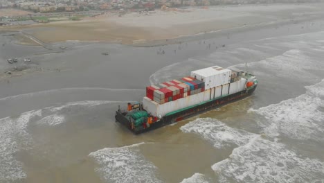 Aerial-Starboard-View-Of-Stranded-Heng-Tong-77-Cargo-Ship-On-Beach-In-Karachi