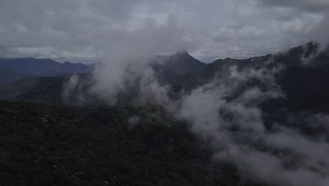 Aerial---clouds-and-fog-over-Atlantic-forest-in-Rio-de-Janeiro,-Brazil