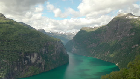 Aerial-View-Of-Geiranger-Fjord-Listed-As-UNESCO-World-Heritage-Site-In-Sunnmore,-More-og-Romsdal,-Norway