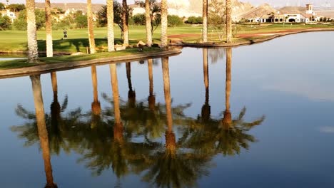 Reflecting-pond-at-Lake-Las-Vegas,-Nevada