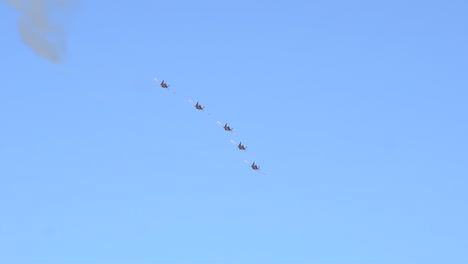 Five-aerobatics-airplains-in-the-bright-blue-sky