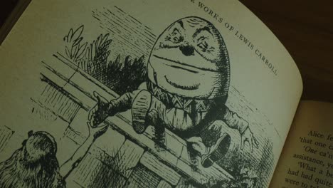 Close-Up-Pan-Right-of-a-Book-Page-Featuring-Humpty-Dumpty