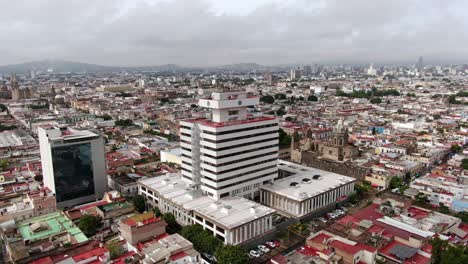 Aerial-View-Of-Palacio-Federal-Adjacent-To-Santuario-de-Nuestra-Señora-de-Guadalupe-In-City-Of-Guadalajara-In-Mexico