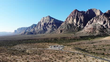 Aerial-view-of-Scenic-rest-stop-in-Red-Rock-National-Conservation-Area-near-Las-Vegas