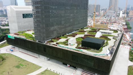Hong-Kong-M-Plus-Museum,-West-Kowloon-Kulturzentrum,-Luftaufnahme