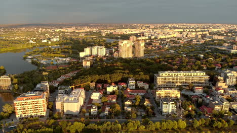 Construction-site-,-development-,-aerial-footage,-Bucharest-,-Romania
