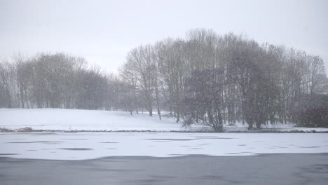 Lago-Congelado-Con-Nieve-Cayendo