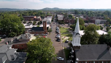 Franklin-Tennessee-Aerial-flying-over-church-steeple