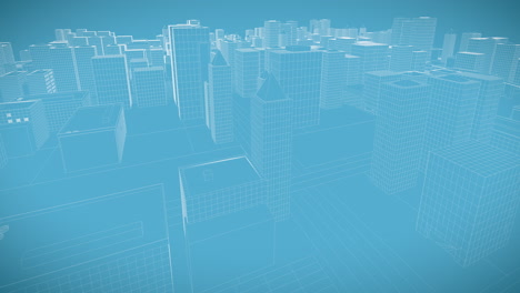Blueprint-Wireframe-City-Skyline-rotates-in-seamless-loop