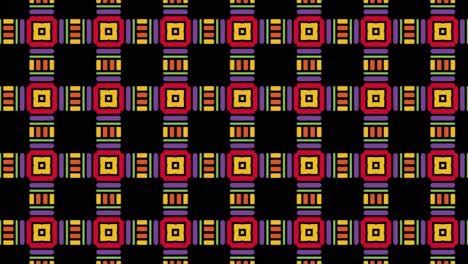 Patrón-De-Mosaico-Colorido-Estilo-Geométrico-Hecho-En-Un-Fondo-Negro-Animación-Lateral---Gráfico