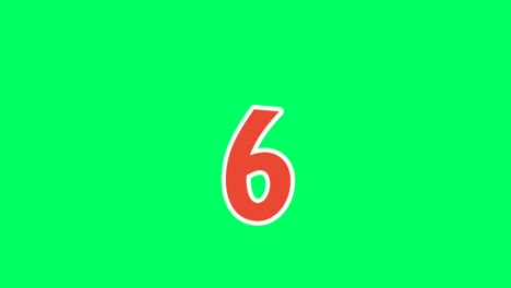 Moving-down-Cartoon-Number-6-six-animation-green-screen