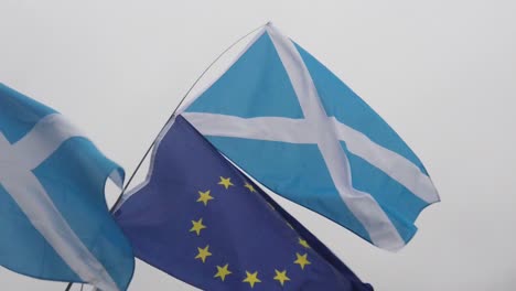 A-slow-motion-of-an-EU-flag-and-the-Saltire-flying-together