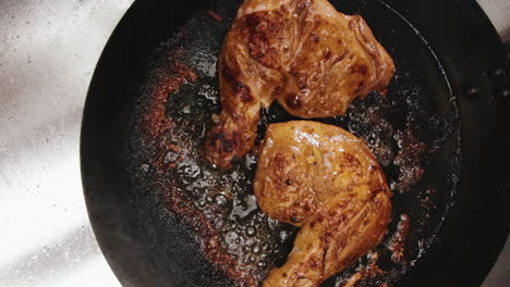 Top-View-of-Two-Flavorful-Crispy-Pan-Roasting-Chicken-Leg-Quarters-with-Backs