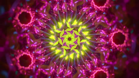 Caleidoscopio-Fractal-Floral-Abstracto---Rojo-De-La-Llamarada-Solar---Música-De-Bucle-Continuo-Vj-Arte-De-Fondo-De-Transmisión-Caótica-Colorida