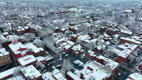 High-wide-panorama-of-American-town-covered-in-winter-snow