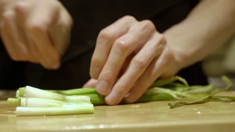 Hands-Slicing-Scallion-By-A-Sharp-Knife
