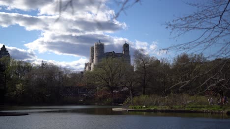 View-from-central-park-from-turtle-pond-at-the-Beresford-renovation,-NYC,-static
