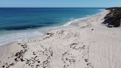 Indian-Ocean-Panoramic-Aerial-Shot-At-Alkimos-Beach,-Perth-Australia