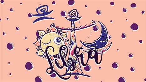 Libra-Zodiac-Sign,-Colorful-Retro-Style-Animation