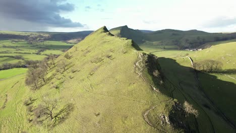 Drone-footage-of-Chrome-Hill,-part-of-the-Peak-District-National-Park
