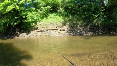 Casting-and-stripping-a-fly-rod-on-a-creek