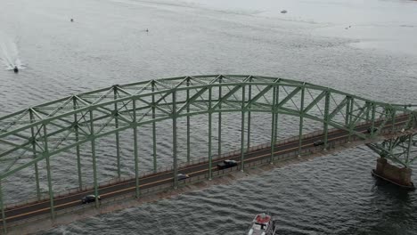 An-aerial-shot-of-the-Fire-Island-Inlet-Bridge-on-Long-Island,-NY