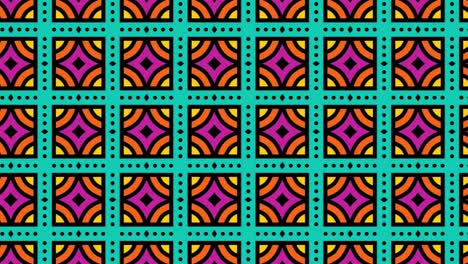 Un-Patrón-De-Mosaico-Sin-Costuras-Con-Adornos-Coloridos-Que-Brillan-Animaciones-Coloridas-Con-Formas-Circulares-Y-Cuadradas
