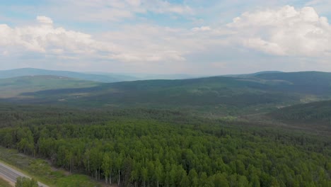 4K-Drone-Video-of-White-Mountains-near-Fox,-Alaska-on-Sunny-Summer-Day