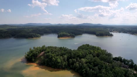 Lake-James-Aerial-Push-in,-Lake-James-NC,-North-Carolina-near-Morganton-NC,-North-Carolina