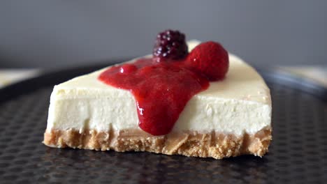 Strawberry-jam-dripping-down-homemade-cheesecake