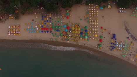 aerial-footage-upview-of-Beira-Mar-beach-in-Fortaleza,-Ceara,-Brazil