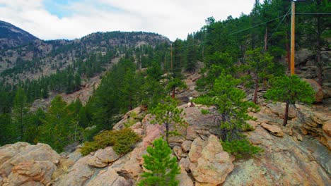 Mountain-Goat-Laying-On-Large-Rocky-Mountainside-Hill-Near-Estes-Colorado-Alpine-Landscape
