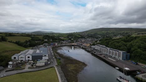Bantry-town-and-harbour-in-south-west-County-Cork,-Ireland-aerial-drone-view