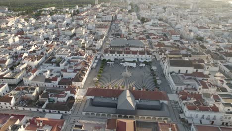 Aerial-View-Of-Praça-Marquês-de-Pombal-In-Vila-Real-de-Santo-Antonio