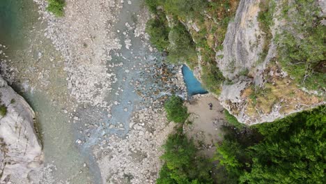 thermal-water-springs-of-Benja,-Drone-shot-birds-eye-with-vertigo-effect