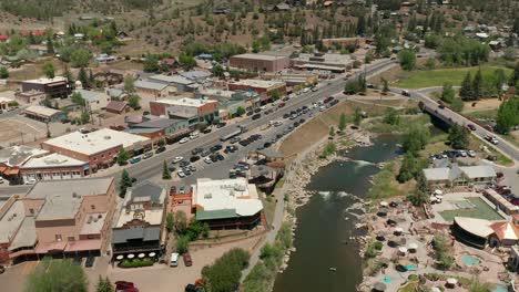 Aerial-view-of-downtown-Pagosa-Springs,-Colorado