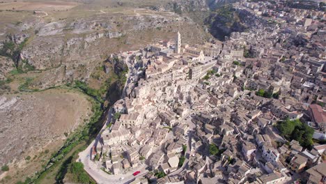 4K-Aerial-of-Sassi-di-Matera,-Basilicata,-South-of-Italy