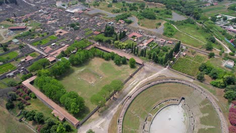4K-Aerial-of-the-ancient-ruins-of-Pompeii,-Italy