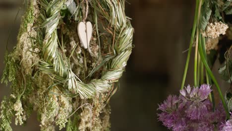 Drying-medicinal-herbs,-a-wreath-of-herbs