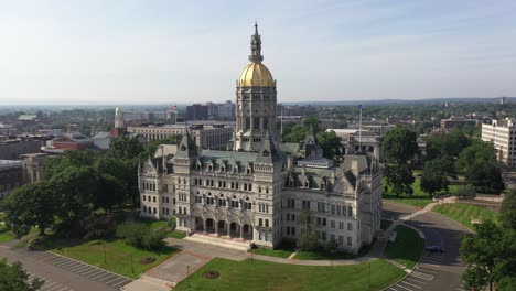 Connecticut-Capitol-Aerial-4K-Video-with-Hartford-in-background
