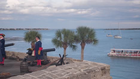 War-re-enactment-soldiers-fire-a-cannon-into-the-water