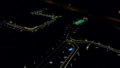 Aerial-view-of-christmas-lights-at-night