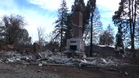 Camp-Fire-Aftermath-Burned-House-Remaining-Chimney