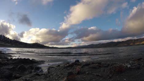 Cloudy-day-time-lapse-over-lake-in-mountains-of-California