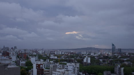 Day-to-night-time-lapse-of-fast-moving-clouds-over-Montevideo-Uruguay-port