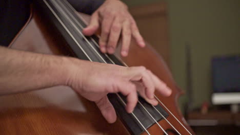 Nahaufnahmen-Eines-Musikers,-Der-Einen-Kontrabass-Mit-Fingerklatschen-Spielt