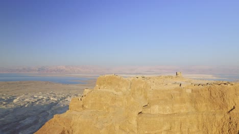 Flying-around-The-Masada-Fortress-with-Blue-Sky