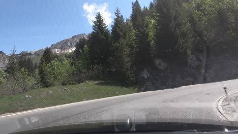 Driving-a-Car-on-Mountain-Roads-in-Inntal-in-Tirol,-Austria