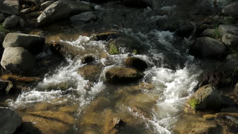 A-close-shot-of-a-rocky-river-with-foam